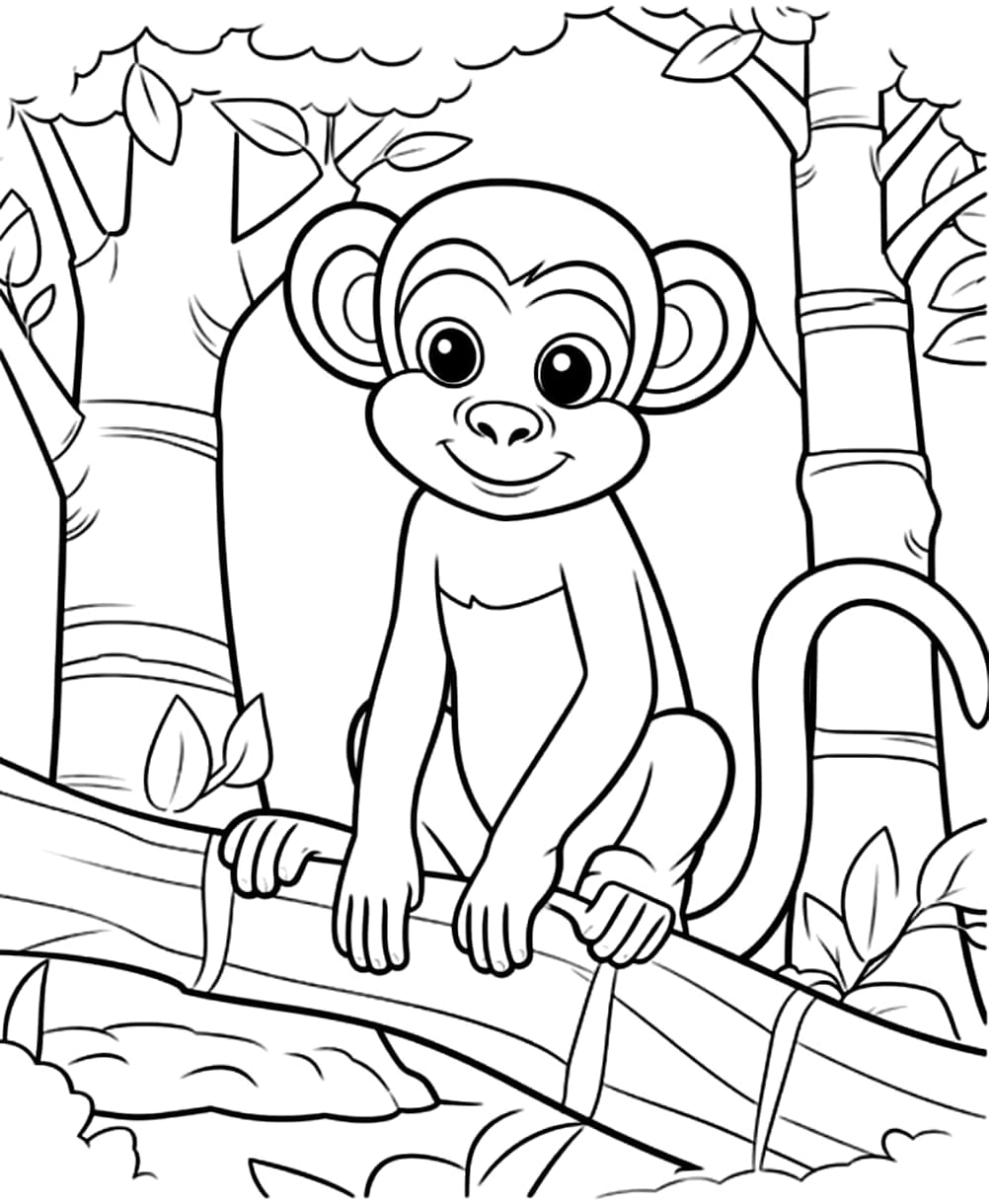 Ausmalbilder Affe für Kinder