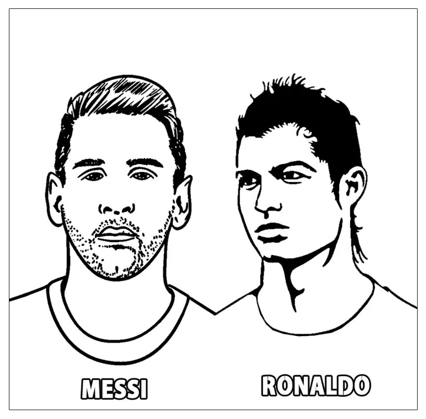 Ausmalbilder Fußball Messi und Ronaldo