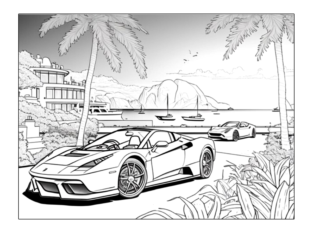 Lamborghini und Blick auf die Stadt