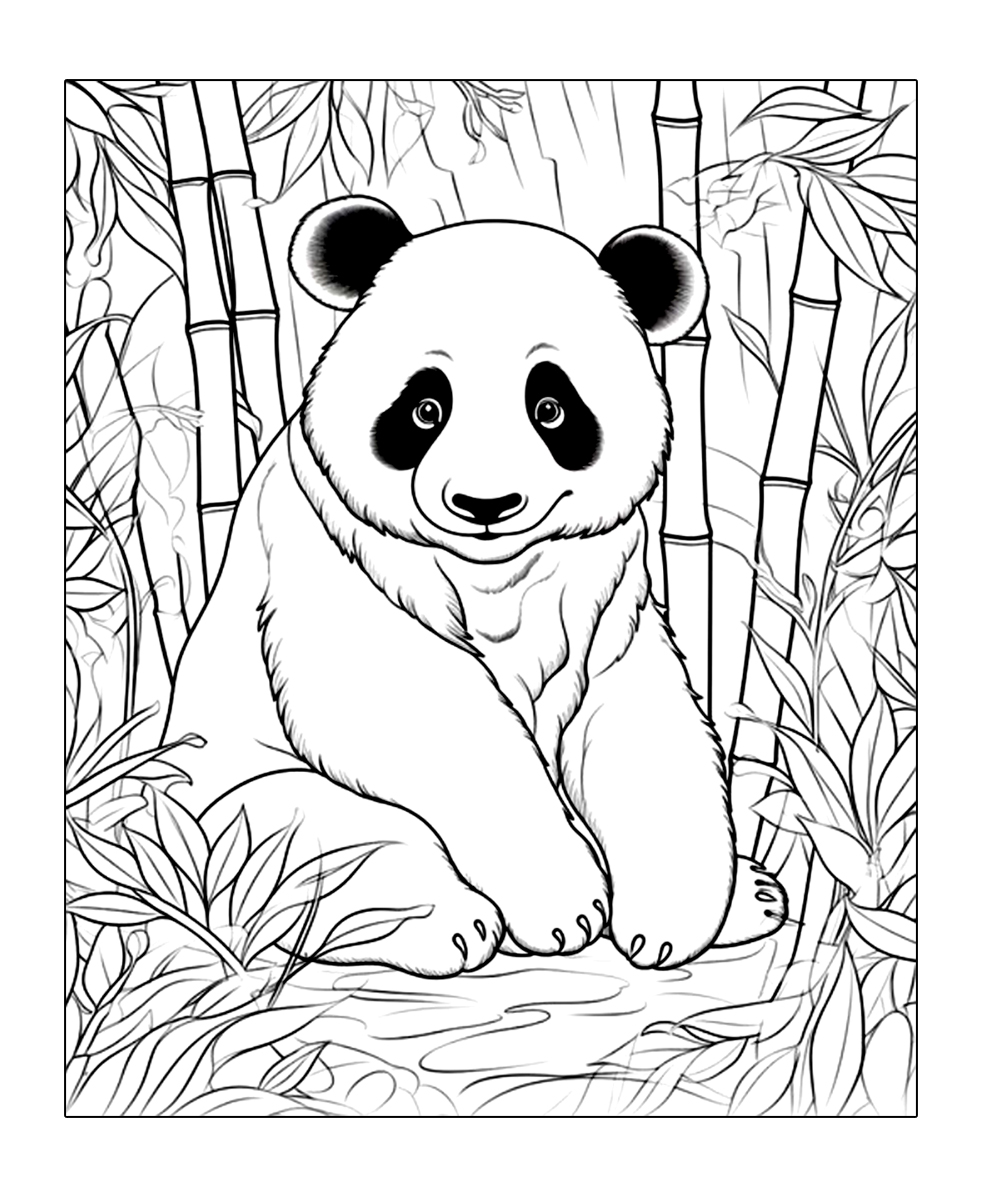Panda ist sehr glücklich im Wald