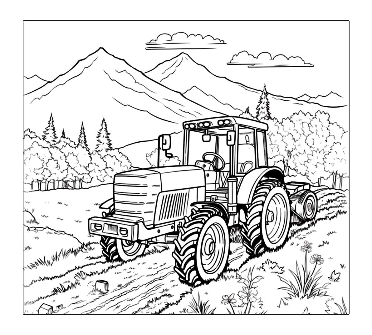 Malvorlage Traktor und Bauernhof