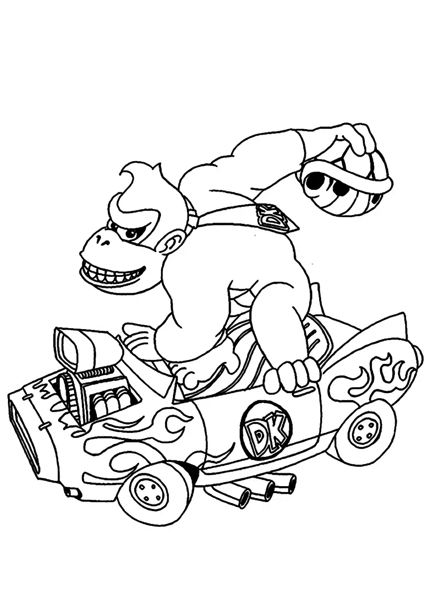 Donkey Kong und Auto Ausmalbild