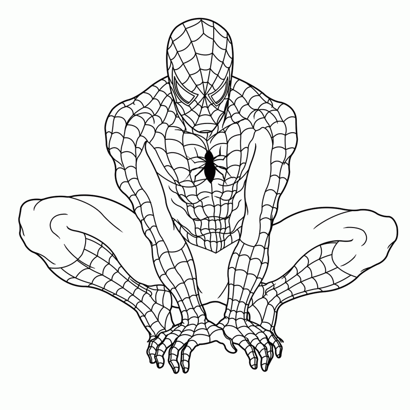 Sitzende Spiderman Ausmalbild