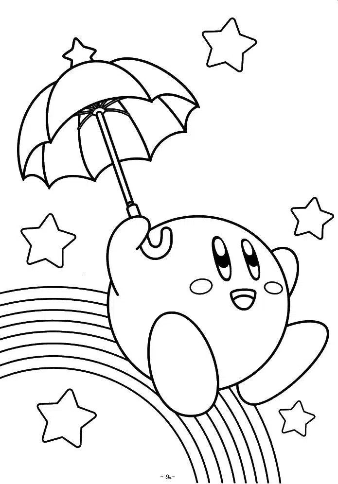 Kirby Regenbogen und Sterne Ausmalen