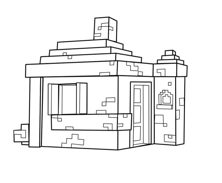 Minecraft Haus Ausmalbild
