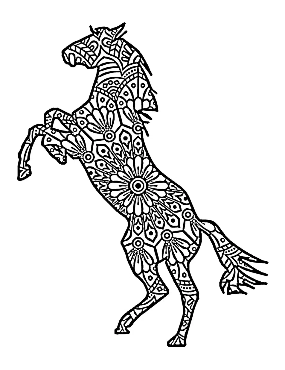 Pferde Mandala Detailliert Ausmalbilder